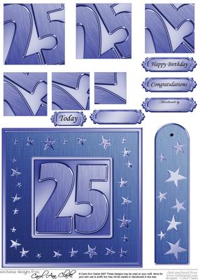 25th Bright Metallic Age Quick Card with Twisted Pyramage