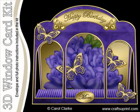 3D Just Roses Window Card Kit with Decoupage N Envelope
