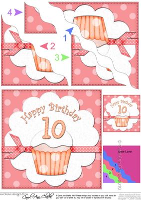 10th Birthday Cupcake Felties Wavy Corner Side Stacker