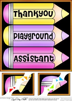 8 x 8 Thank You Playground Assistant Pencils Scalloped Corne