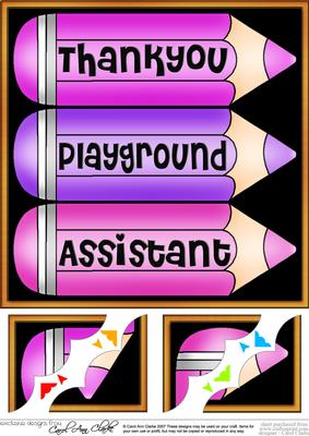 8 x 8 Thank You Playground Assistant Pencils Scalloped Corne