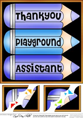 8 x 8 Thank You Playground Assistant Pencils Scalloped Corne