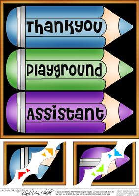 8 x 8 Thank You Playground Assistant Pencils Scalloped Corne