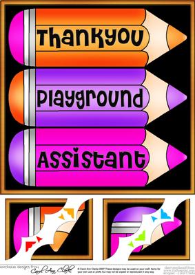 8 x 8 Thank You Playground Assistant Pencils Scalloped Corne