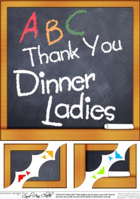 8x8 Thank You Dinner Ladies Blackboard Scalloped Corner