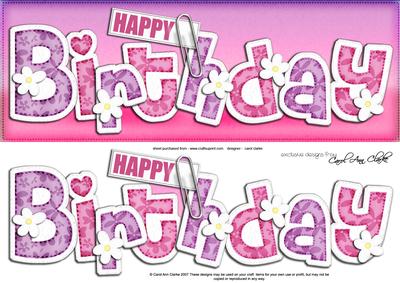 Large Dl Happy Birthday Floral Felties Quick Card N 3D Decou