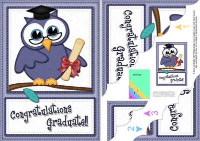 A5 Wise Owl Congratulations Graduate Felties Scallop Corner