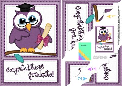 A5 Wise Owl Congratulations Graduate Felties Scallop Corner