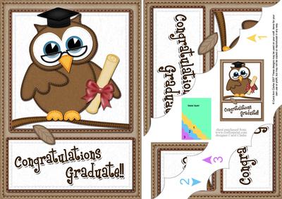 A5 Wise Owl Congratulations Graduate Felties Scallop Corner