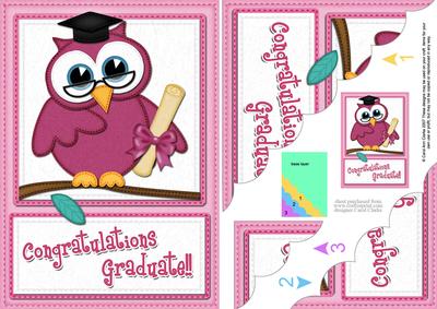 A5 Wise Owl Congratulations Graduate Felties Scallop Corner