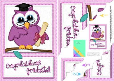 A5 Wise Owl Congratulations Graduate Felties Scallop Corner