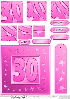 30th Bright Metallic Age Quick Card with Twisted Pyramage