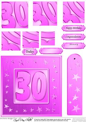 30th Bright Metallic Age Quick Card with Twisted Pyramage