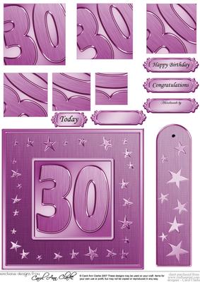30th Bright Metallic Age Quick Card with Twisted Pyramage