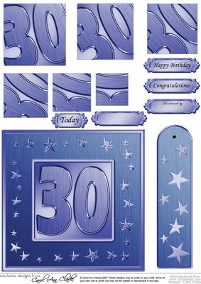30th Bright Metallic Age Quick Card with Twisted Pyramage