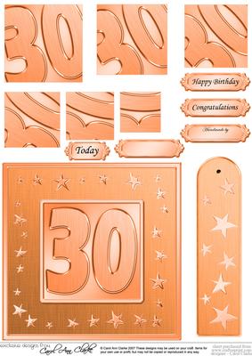 30th Bright Metallic Age Quick Card with Twisted Pyramage