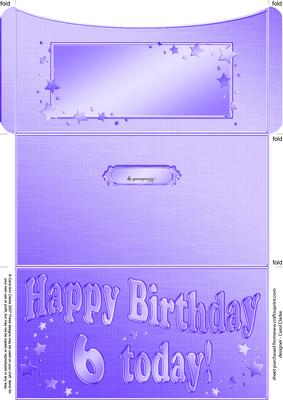 6th Birthday Metallic Age Money or Gift Wallet and Card