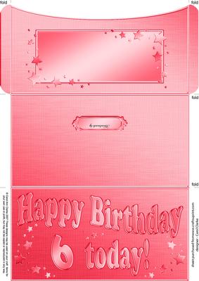 6th Birthday Metallic Age Money or Gift Wallet and Card