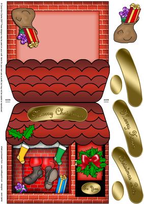 Santa Stuck Shop Shaped Card with Decoupage N Greetings