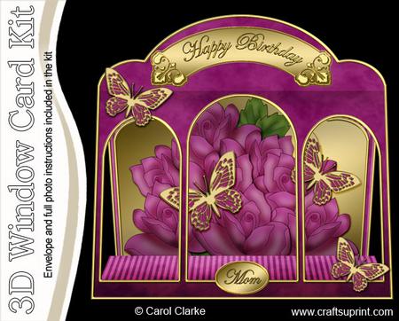3D Just Roses Window Card Kit with Decoupage N Envelope