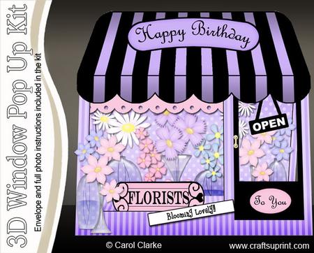 3D Blossoms N Blooms Window Pop Up Card with Decoupage
