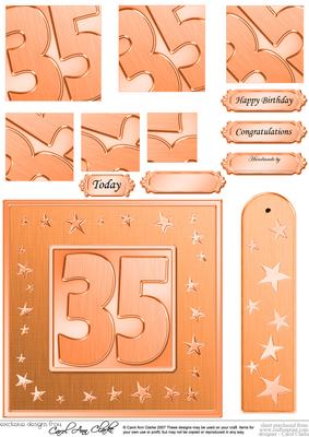 35th Bright Metallic Age Quick Card with Twisted Pyramage