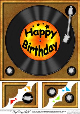 8 x 8 Happy Birthday Record Scalloped corner Topper