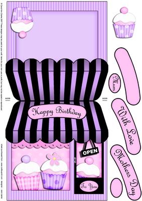Cupcake Shop Shaped Card with Decoupage N Greetings