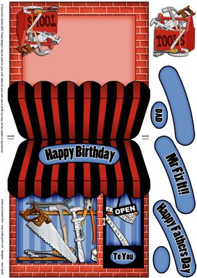 DIY Tool Shop Shaped Card with Decoupage N Greetings