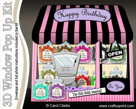 3D the Olde Bahh Humbug Shop Window Pop Up Card Decoupage