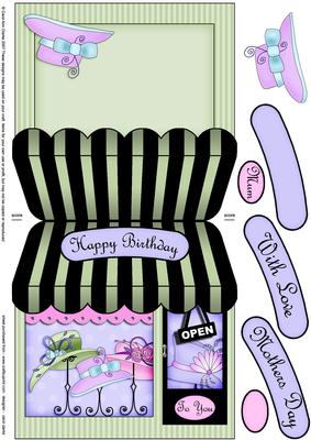 Hat Shop Shaped Card with Decoupage N Greetings