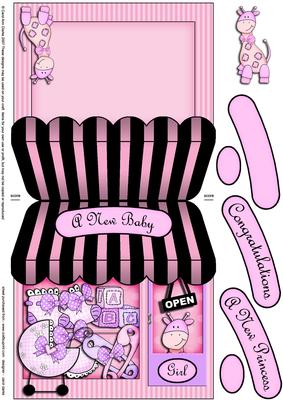 Baby Girl Shop Shaped Card with Decoupage N Greetings