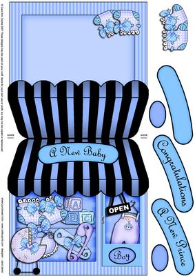 Baby Boy Shop Shaped Card with Decoupage N Greetings