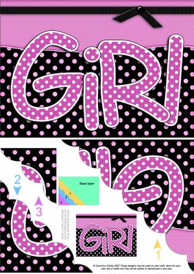 A5 Polka Dot Girl Scallop Corner Side Stacker Topper