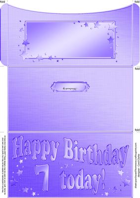 7th Birthday Metallic Age Money or Gift Wallet and Card