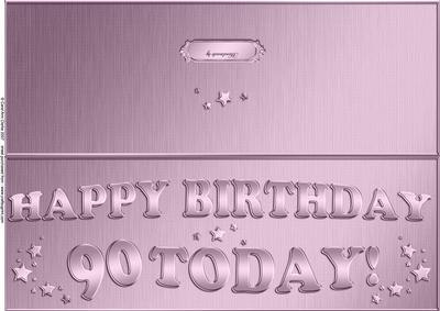 Large Dl 90th Birthday Quick Cut and Fold Card