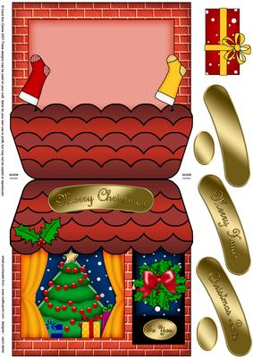 Christmas Tree Shop Shaped Card with Decoupage N Greetings