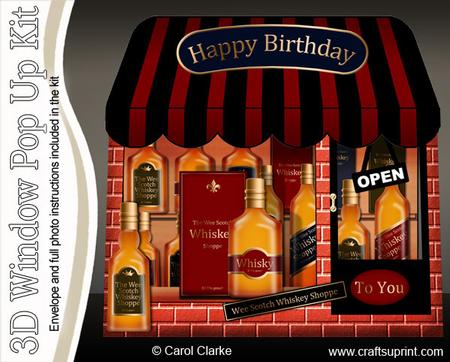3D the Whiskey Shoppe Window Pop Up Card Decoupage