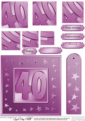 40th Bright Metallic Age Quick Card with Twisted Pyramage