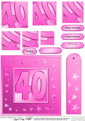 40th Bright Metallic Age Quick Card with Twisted Pyramage