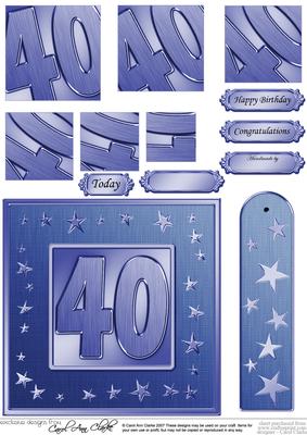 40th Bright Metallic Age Quick Card with Twisted Pyramage