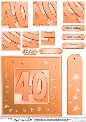 40th Bright Metallic Age Quick Card with Twisted Pyramage