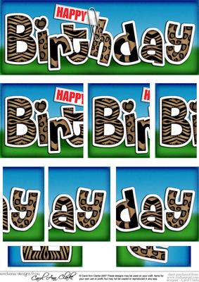 Dl Happy Birthday Animal Print Felties Side Stacker Topper