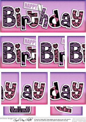 Dl Happy Birthday Animal Print Felties Side Stacker Topper