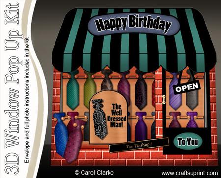 3D the Tie Shop Window Pop Up Card Decoupage