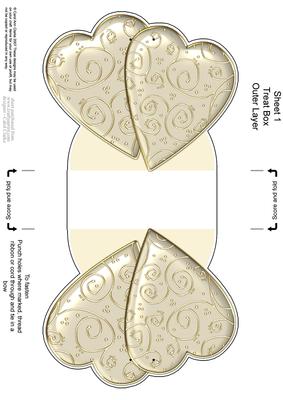 Elegant Hearts Shaped Treat or Favour Box Sheet 1