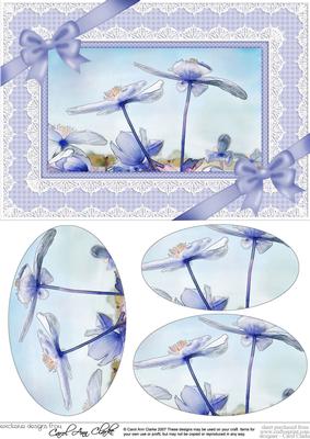 A5 Clematis and Lace Oval Pyramage Topper