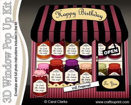 3D the Little Jam Shoppe Window Pop Up Card Decoupage