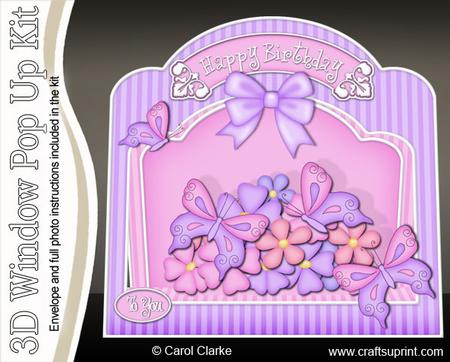 3D Blossoms N Butterflies Single Window Pop Up Card Kit