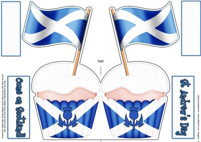 Flying the Flag Scotland Cupcake Felties Shaped Card